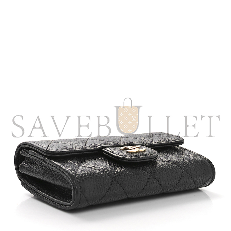 Ch*el caviar quilted flap card holder wallet black ap0214 (11.3*7.5*2.5cm)